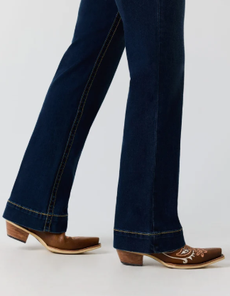 Indi Rodeo Saddle Stitch Womens High Rise Wide Bootleg Jean