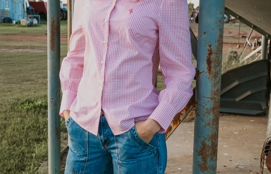 Pink Check Frill Collar