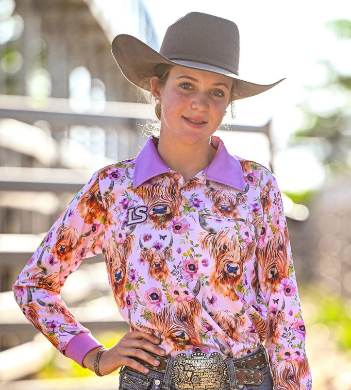 Little Spurs - Highland Steer Teen Sun Protection Shirt