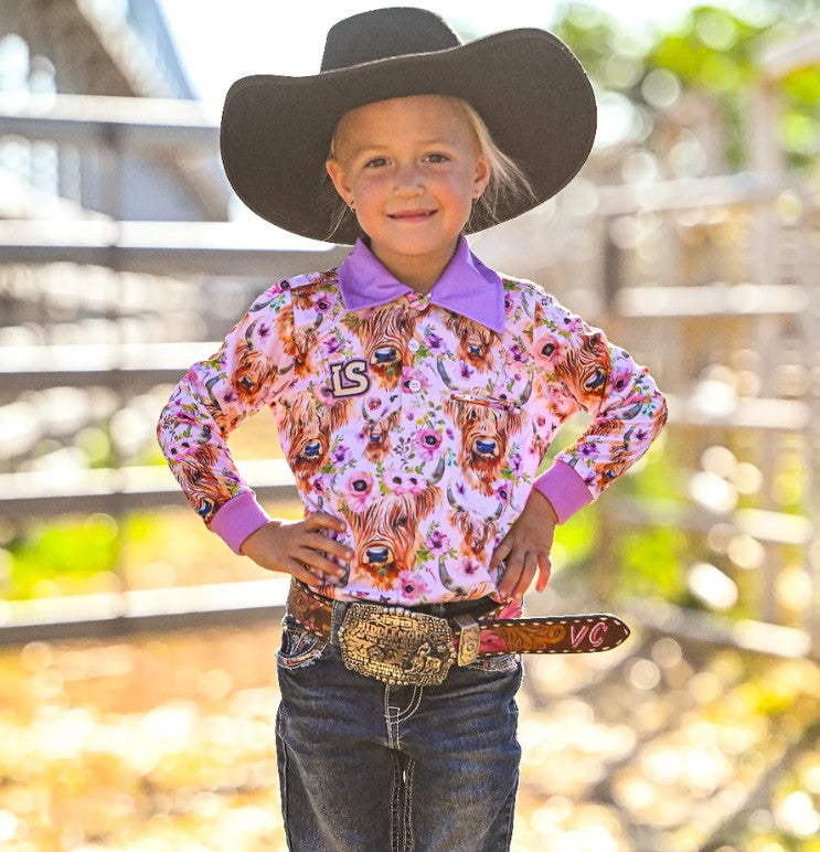 Little Spurs - Highland Steer Teen Sun Protection Shirt
