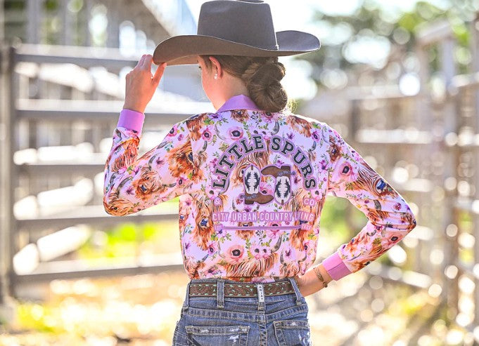 Little Spurs - Highland Steer Teen Sun Protection Shirt