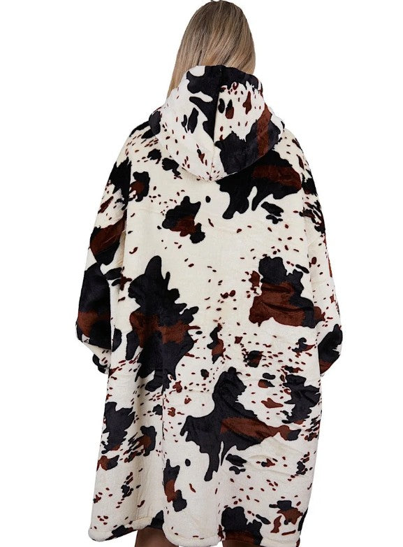 Adults Cow Print Snuggle Hoodie