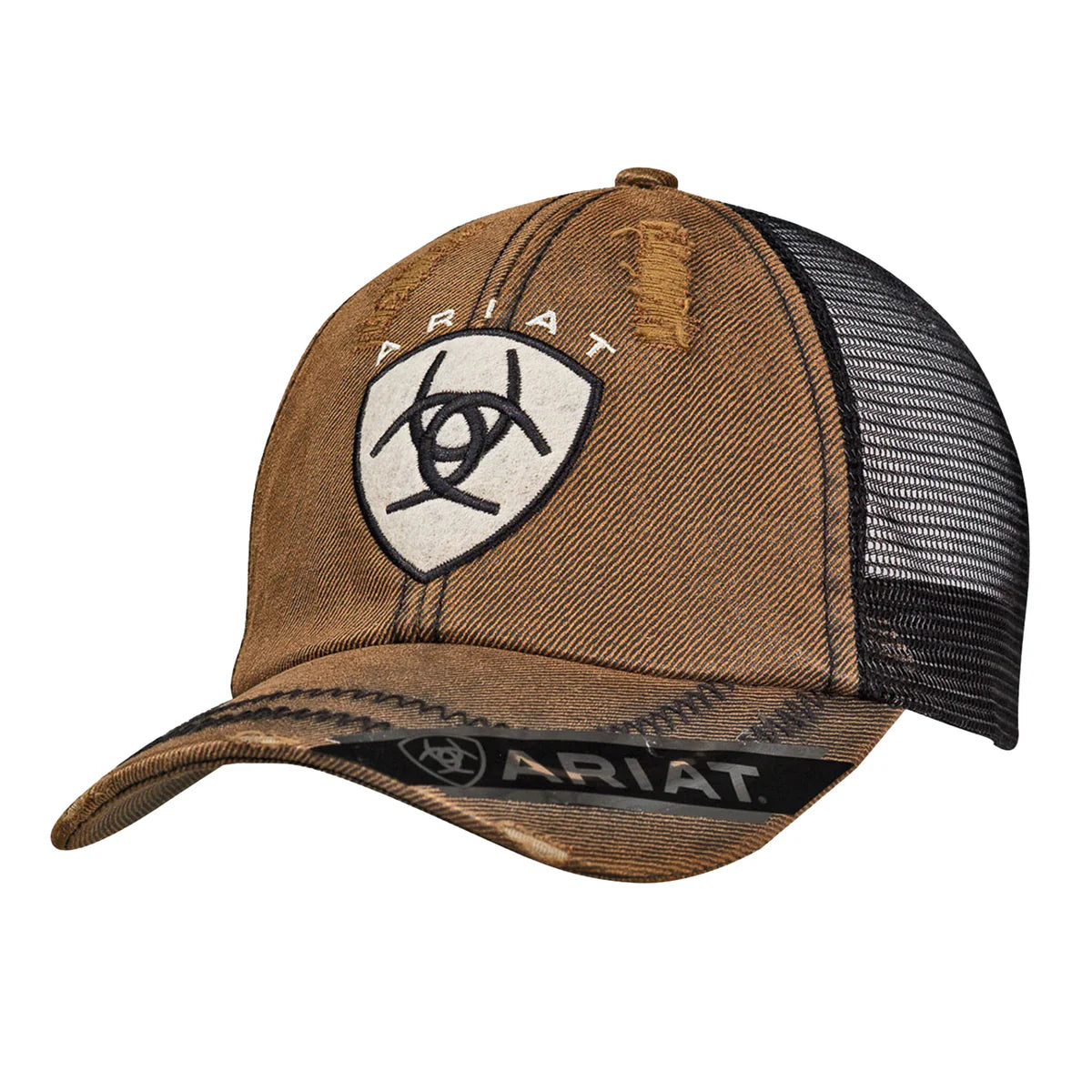 ARIAT MNS B FIT CAP CENTER LOGO DISTRESSED