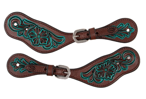 Turq. Flower Spur Straps Ladies