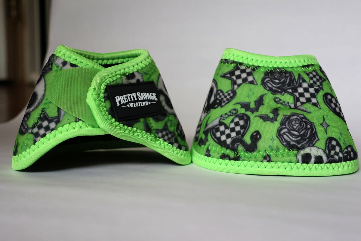 Neon Green Skull Bell Boots