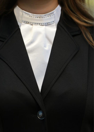 Stock Tie Double Row Crystals White