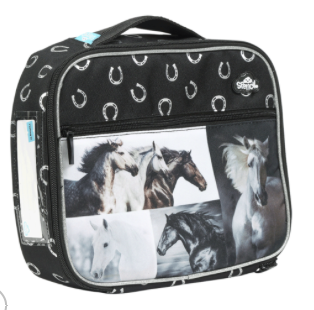 COOLER LUNCH BAG - B&W HORSES