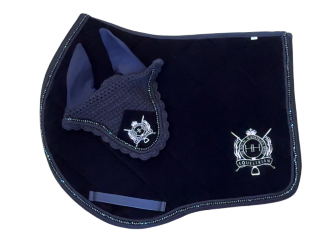 HH Navy Velvet SaddlePad Jump Cut