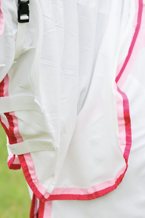 Gala Equine Flag Hood Combo White - Double Pink Trims