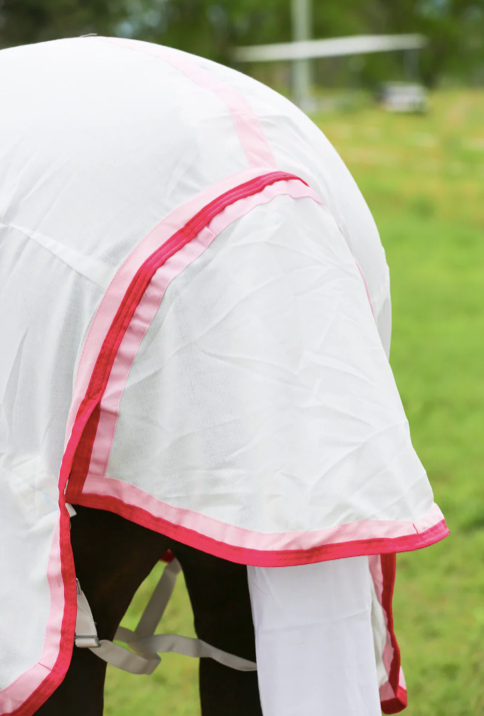 Gala Equine Flag Hood Combo White - Double Pink Trims