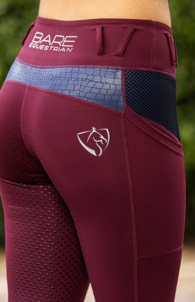 BARE Performance Riding Tights - Ruby Croc