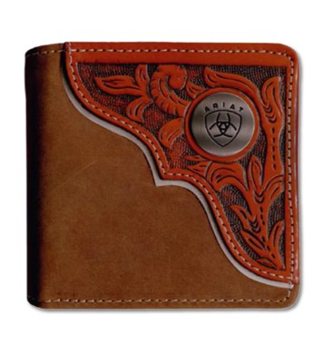 ROPER WALLET - BI-FOLD TOOLED YOKE TAN