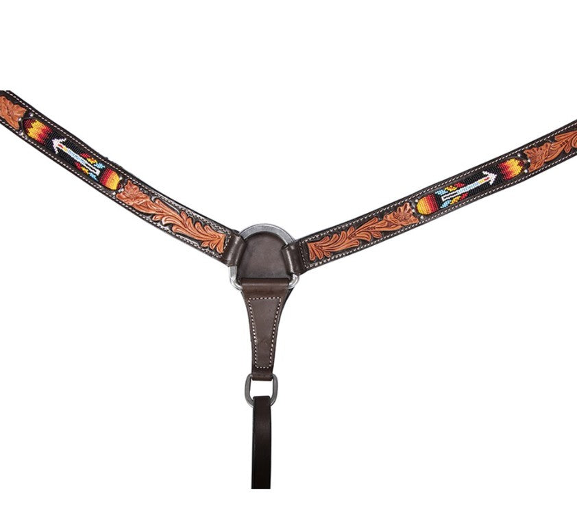 Fort Worth Longhorn Breastcollar - Cowhide Inlay