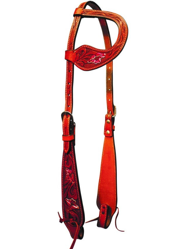 One Ear Headstall Pink Floral