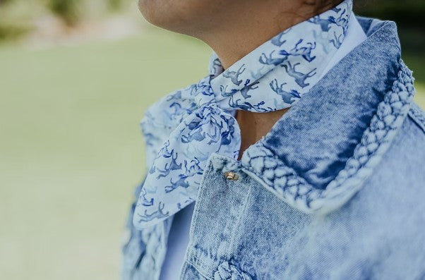 Silk Neck Scarve Blue Gallop