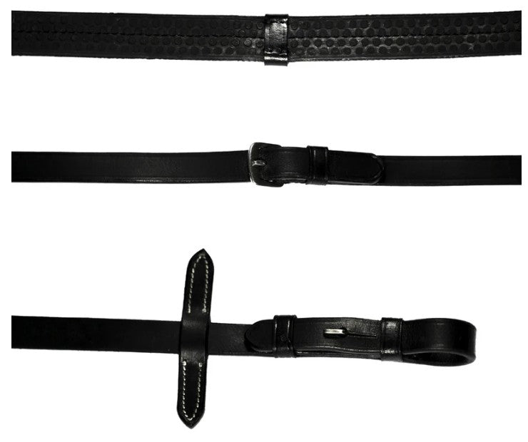 Leather & Rubber Grip Reins (flat) (silver fittings)