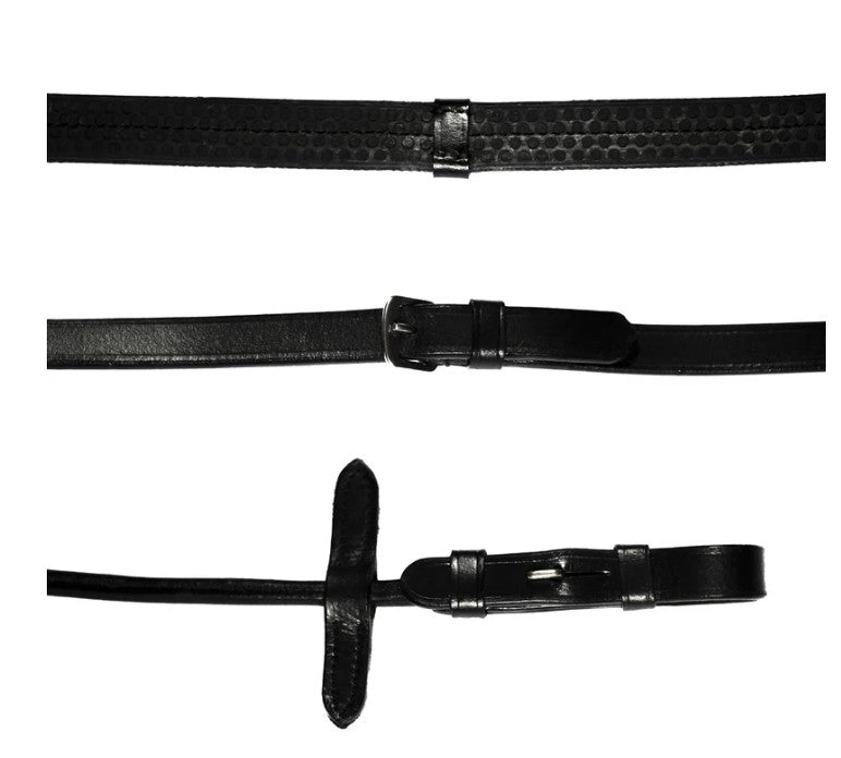 Lumiere - Leather &amp; Rubber Grip Reins (rolled) (Silver Fittings)