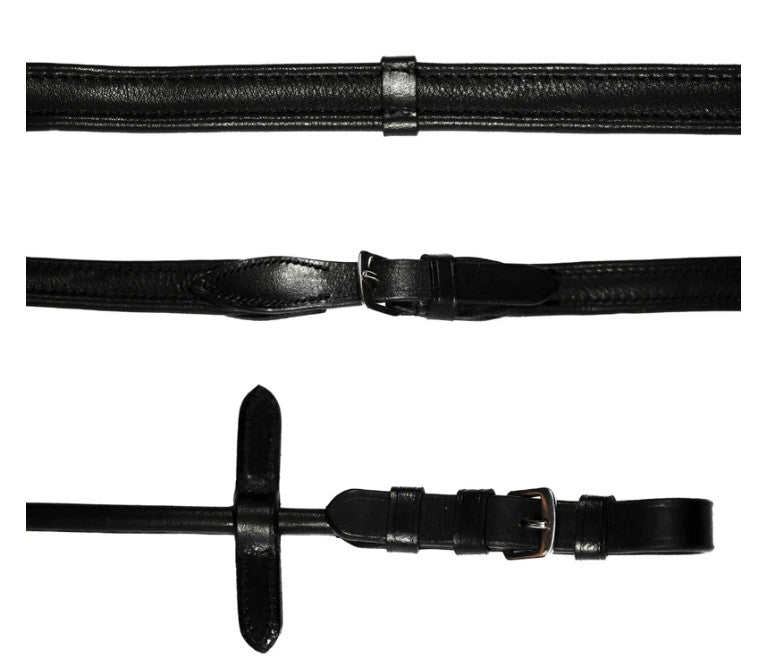 Lumiere - Padded nappa leather reins (rolled) (silver fittings)