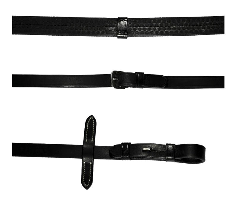 Lumiere - Leather &amp; Rubber Grip Reins (flat) (silver fittings)