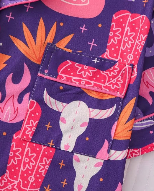 Womens Purple Cowboy PJ