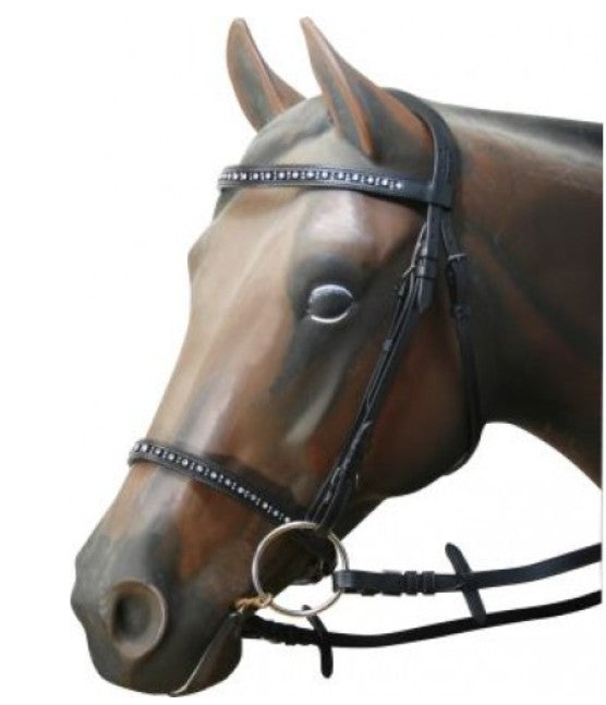SNAFFLE BRIDLE BK RHINESTONE