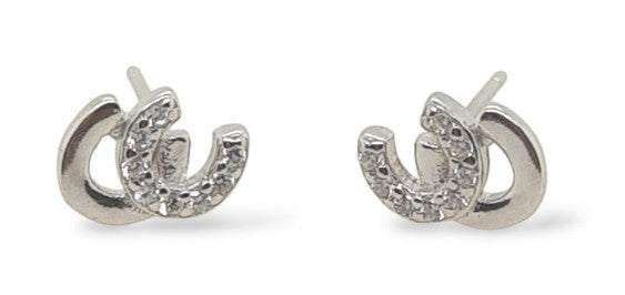 Studs CZ Double Horse Shoes