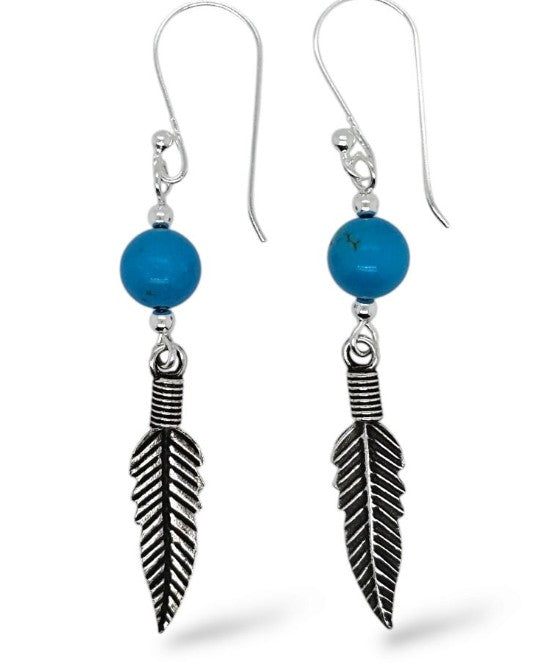 EARRINGS S/S R/TURQ AND FEATH