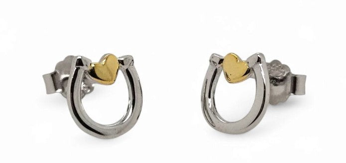 STUDS S/S &amp; YGP SML HORSE SHOE