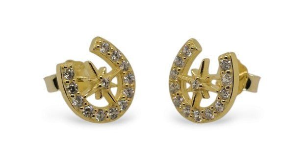 STUDS S/S CZ H/SHOE N/STAR YGP