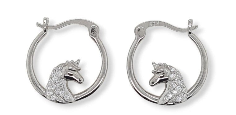 HOOPS S/S &amp; CZ UNICORN