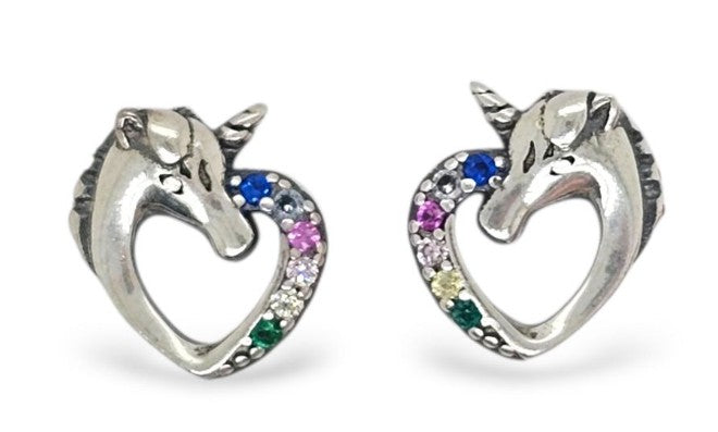 STUDS S/S MULTI COL CZ UNICORN