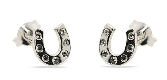 STUDS S/S &amp; CZ HORSE SHOE