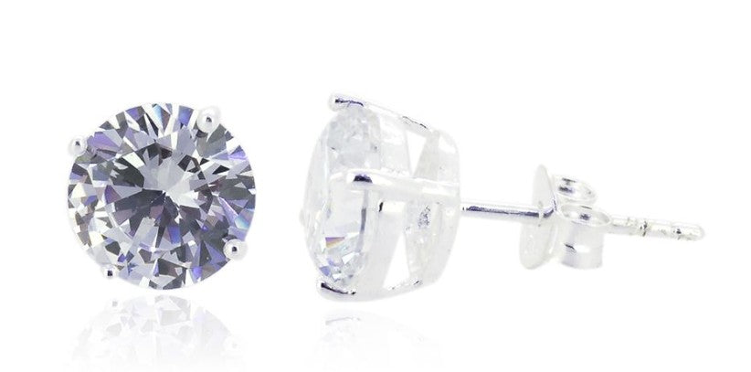 EARRINGS S/S 7mm RND CZ