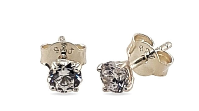 EARRINGS S/S 6mm ROUND CZ