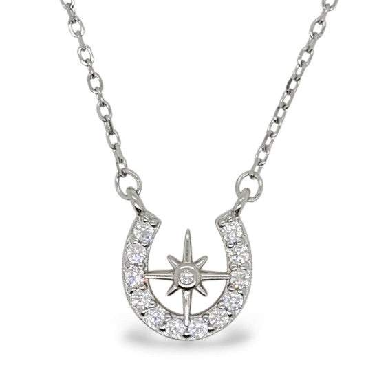NECKLACE S/S &amp; CZ STAR H/S