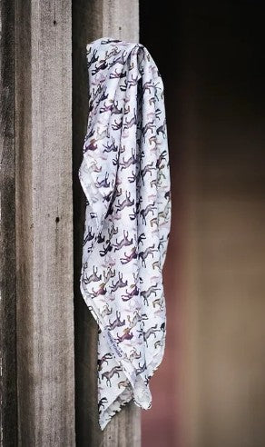 Silk Neck Scarve Brown Galloping Horse