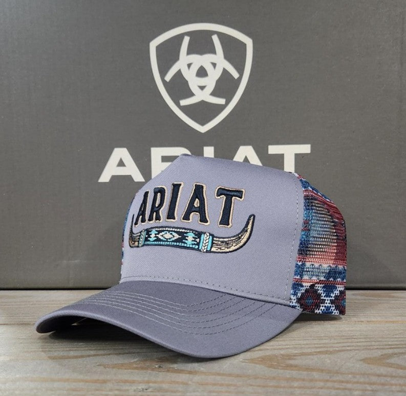 Ariat Long Horn Trucker Cap Grey