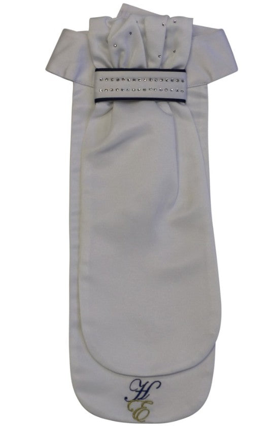 Stock Tie Crystals White/Navy