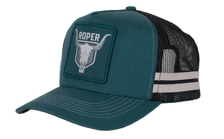 Roper Trucker Cap Bull Skull Petrol