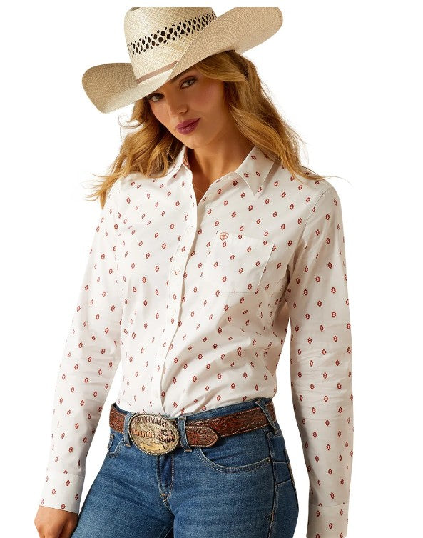 Ariat Womens Wrinkle Resistant Kirby Long Sleeve Shirt Kai Ditsy