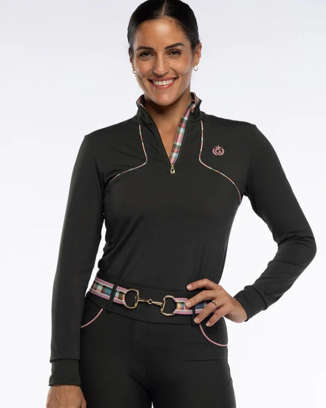 Ladies Clara Base Layer – Khaki & Pink Tartan
