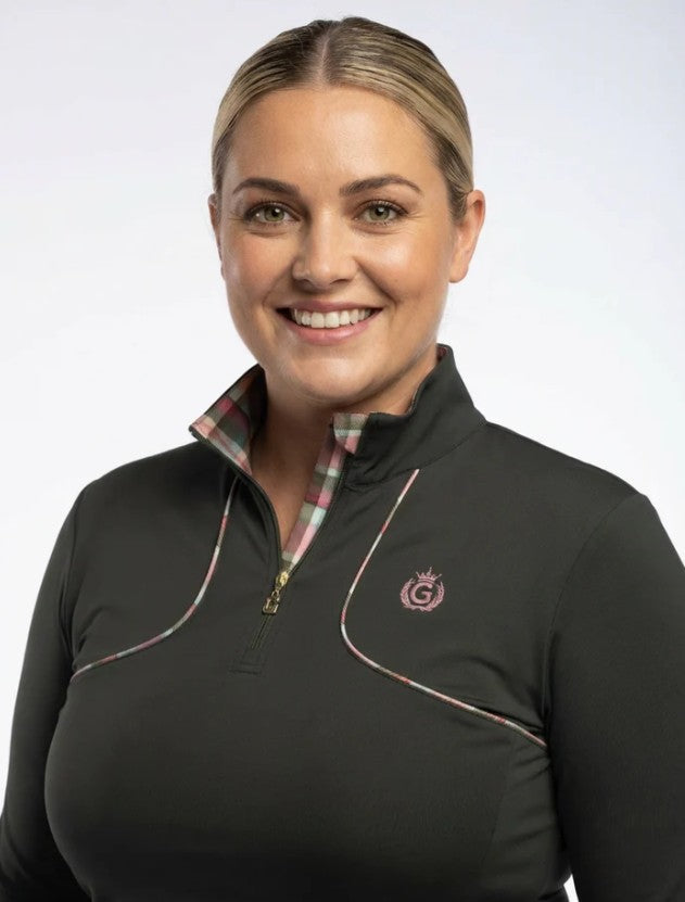 Ladies Clara Base Layer – Khaki & Pink Tartan