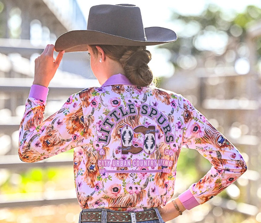 Little Spurs - Highland Steer Teen Sun Protection Shirt
