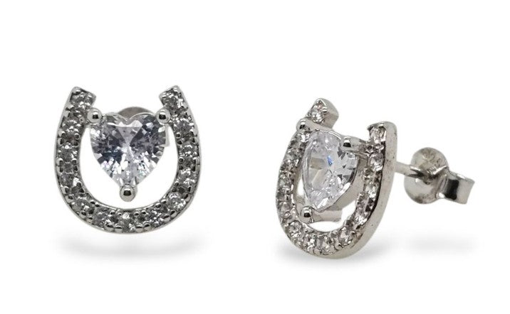 Studs S/S CZ Heart In Horse Sh