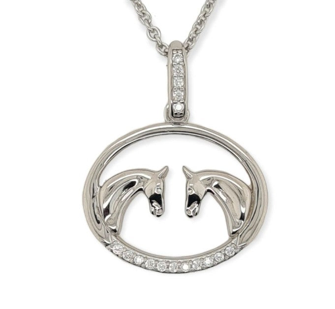Pendant S/S &amp; CZ Set 2 Horses