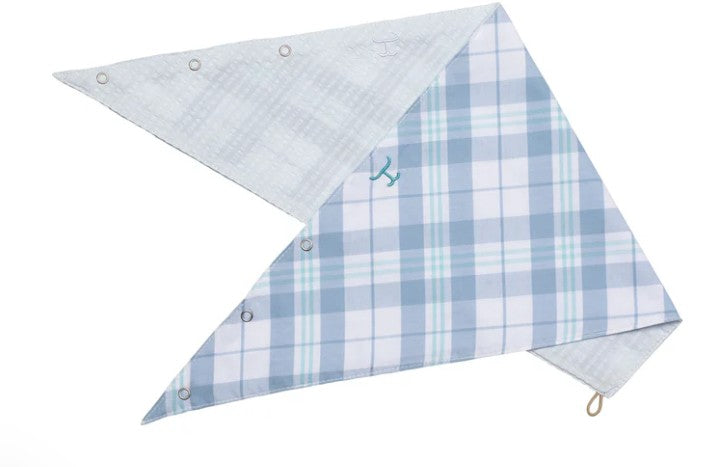 WMS Carlee Double Sided Scarf Bluebell & White Plaid
