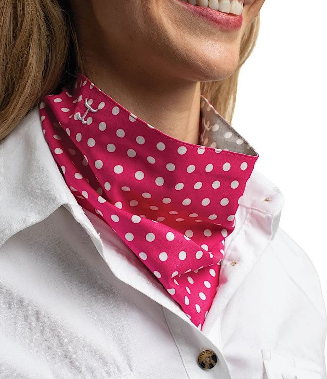 Carlee Double Sided Scarf - Smoke Grey & Raspberry Dots
