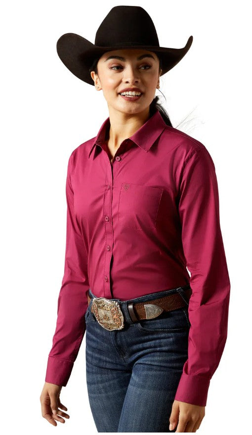 ARIAT WMS Wrinkle Resistant Kirby LS Shirt BEAUJOLAIS