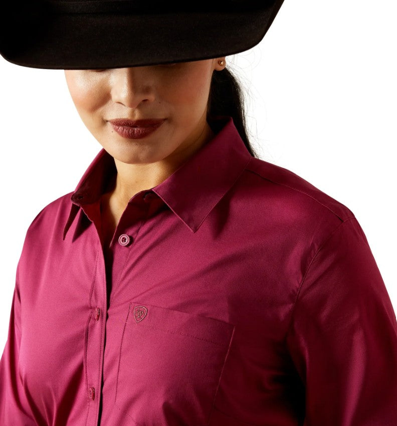 ARIAT WMS Wrinkle Resistant Kirby LS Shirt BEAUJOLAIS