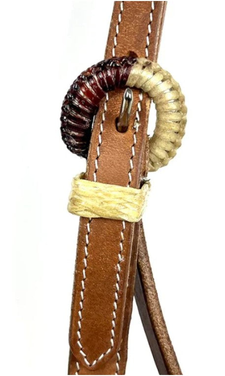 Ezy Ride Bridle Brow Harness Leather with Rawhide Plaited Brow and Buckles